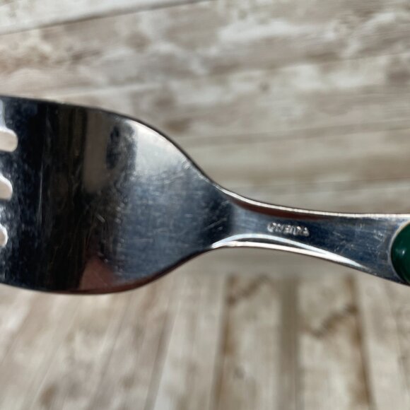 Vintage ONEIDA 55 Pc Lot Green Plastic Handle Utensil Stainless Steel Flatware - Picture 12 of 12